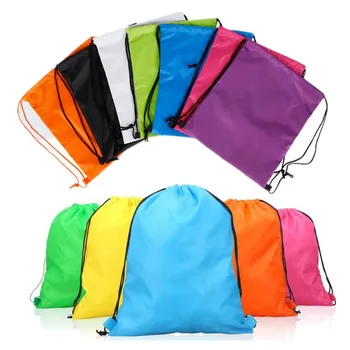 

210D Polyester Portable Sports Bag Thicken Drawstring Belt Riding Backpack Gym Drawstring Shoes Bag Clothes Backpacks Waterproof