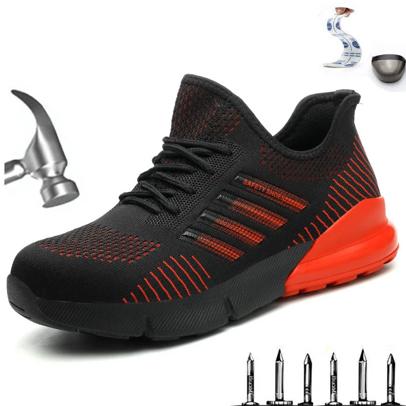 Мужские дышащие рабочие ботинки со стальной головкой мужские легкие защитные с