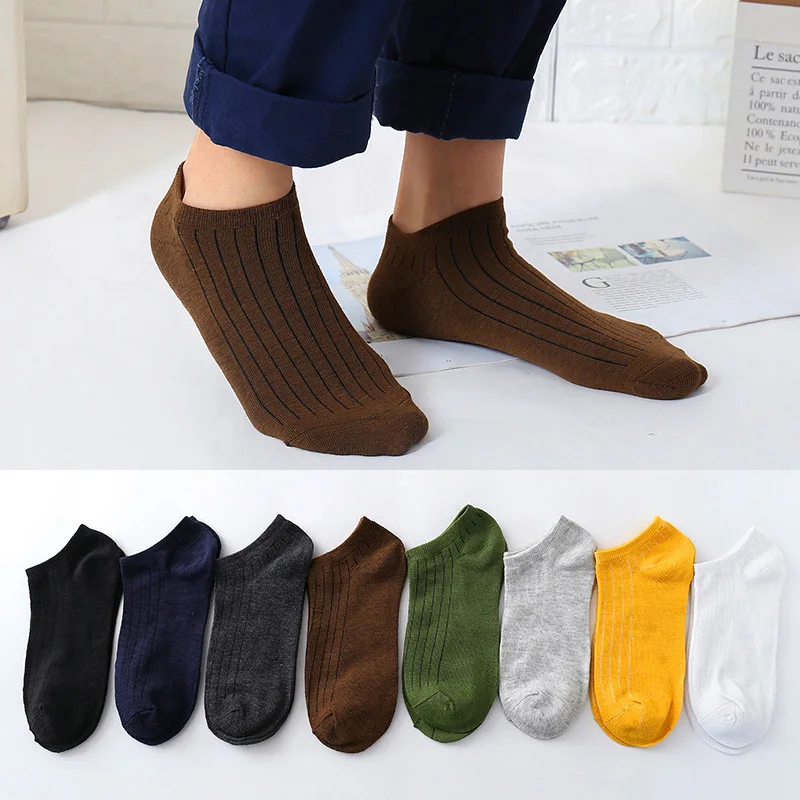 

5Pair Pack Men Cotton Socks Thin Breathable No Show Fashion Short Men's Sock White Male Casual Business meias Student Solid Sox