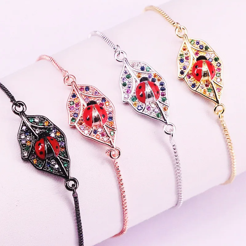 8 шт., Новое поступление микро проложить многоцветный циркониевый лист Шарм Слайд цепи разъем браслет в 4 цвета