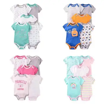 

5 Sets/pack Baby Boy Girl Bodysuit Cotton Infant Baby Outfit for Summer Short-sleeve Baby Pajamas 3M-12M