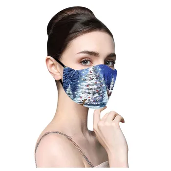 

Christmas Print Facemask Breathable Face Shield Washable Reusable Mouth Mask Cloth Face Shield Windproof Face Mask mascarillas
