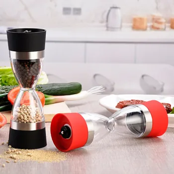 

Manually 2 in 1 Hourglass Shape Dual Salt Pepper Mill Spice Grinder Pepper Shaker for Kitchen Cooking Tools Easy to Clean