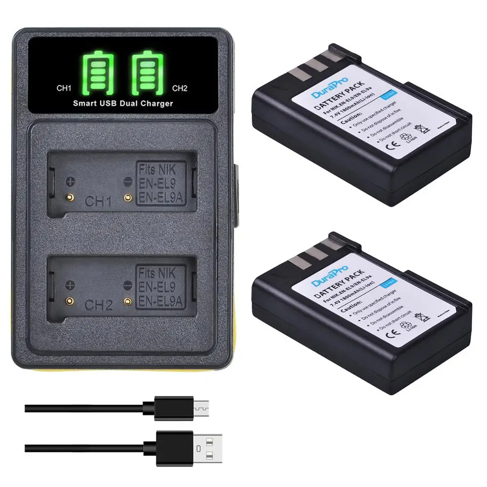 Durapro 1800mah Enel9 En El9 Battery+led Charger With Type C And Usb
