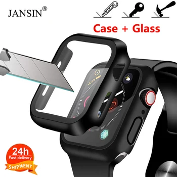 

Case+Tempered Glass For Apple Watch 40/44mm Series 6 SE 5 4 Screen Protector coverage Bumper case for iwatch Series 3 2 38/42mm