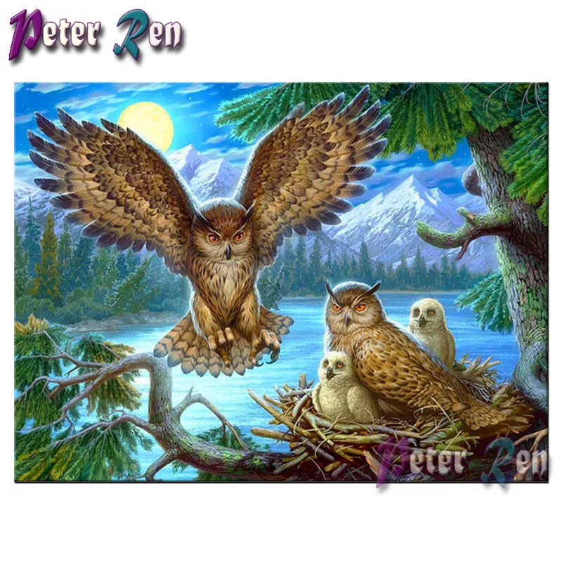 

5d Owl and moon lake Diamond Painting diamond Embroidery Square/round Mosaic Picture Rhinestone Handmade Home Decoration