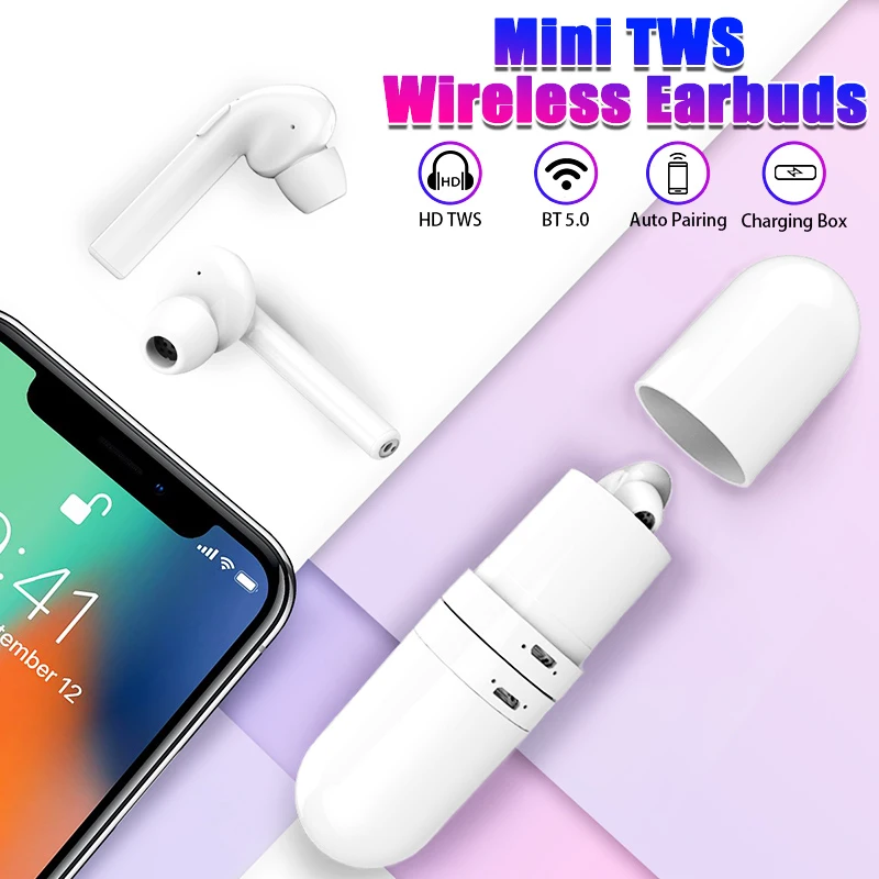 Bluetooth 5,0 HD TWS, беспроводные наушники для разделения капсул, стерео Портативная Двусторонняя гарнитура для звонков с зарядным устройством, внешний аккумулятор