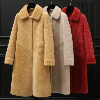 

Fashion 2019 New Autumn Winter Women Sheep Shearing Wool Coat Composite Fur Jacket Female Casual Sheepskin Outerwear N87