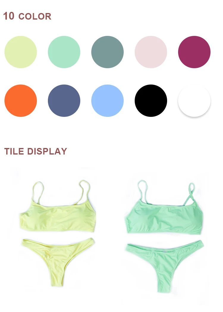2020 New Summer European and American Split Swimsuit Women Solid Color Bikini Swimming Multicolor Sexy Ladies Swimsuit