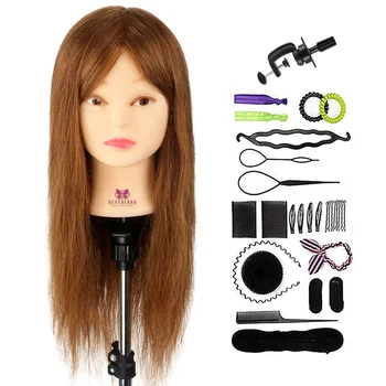 

NEVERLAND 100% Real Hair 20Inch 50CM Professional Mannequin Head Hair Styling Female Training Head Dolls Dummy Heads