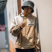 Японский Тренч для уличных танцев в стиле ретро, цветной Тренч с карманами, осенняя куртка с капюшоном в гонконгском стиле