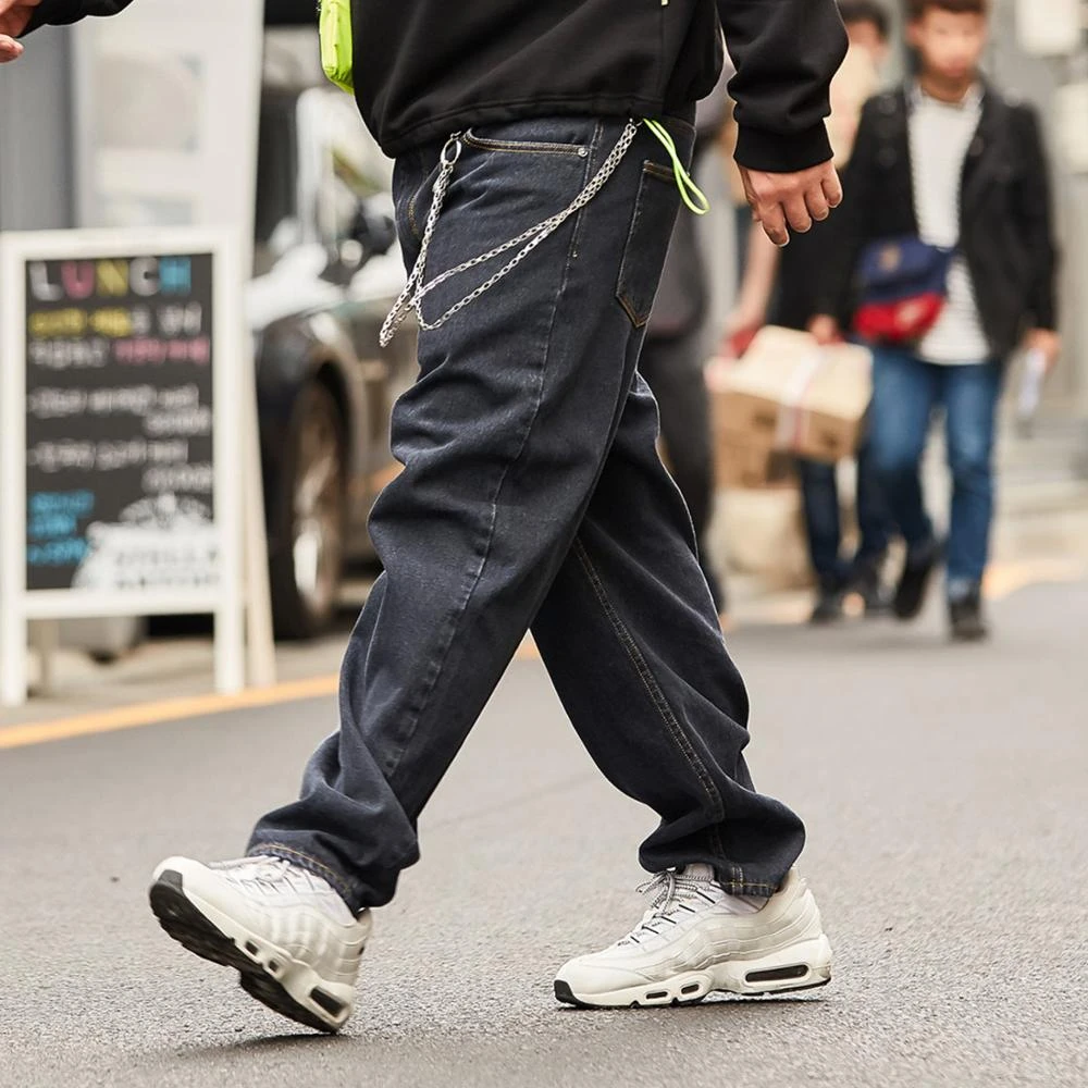 B.X popular logotipo oversize desgaste de los hombres de nabo Vaqueros|Pantalones vaqueros| - AliExpress