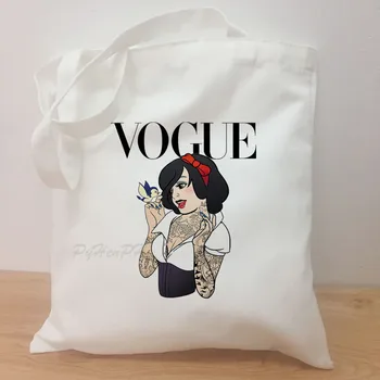 

Vogue Princess Women Canvas Tote-Bag Punk Princess Design Reusable Shopping Bag Shopper Bag women Shoulder Bag Student Bag