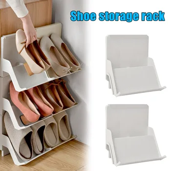 

High Quality 2pcs Nordic Style Shoe Rack Multi-layer Assembly Vertical Dust-proof Plastic Shoe Storage Shelf I88 #1