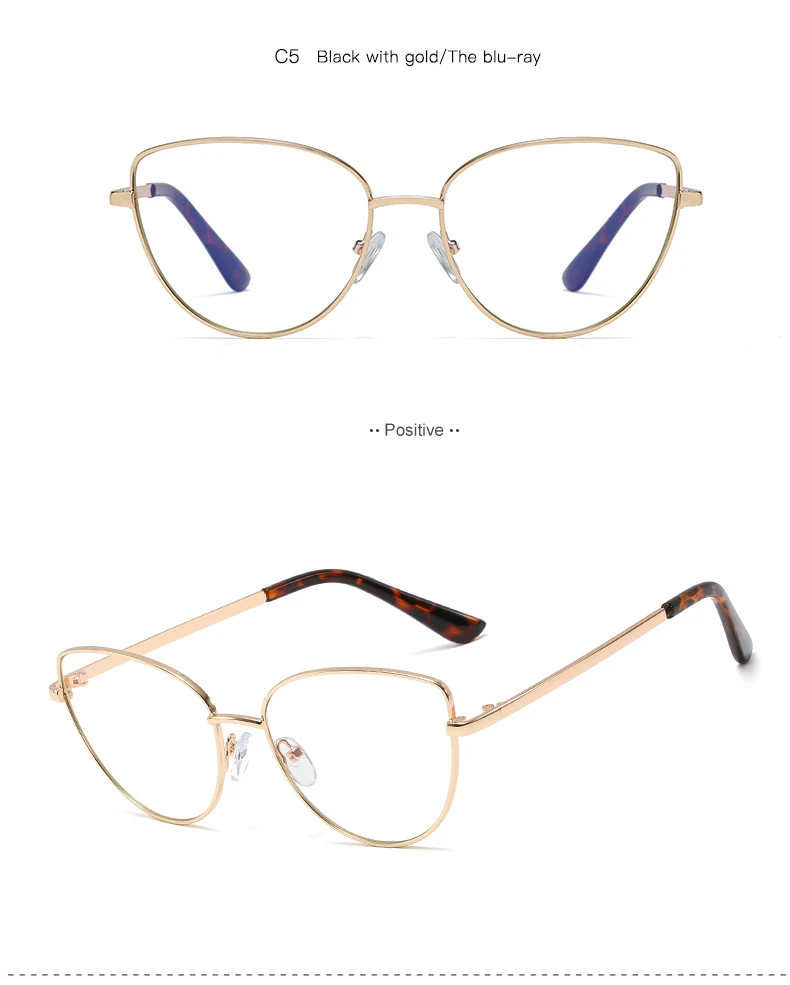 Alloy Eyeglasses Frame for Women Eyewear Full Rim Stylish Cat Eye UV400 Anti-Scratch Dust Proof Anti Radiation Coating Spectacle