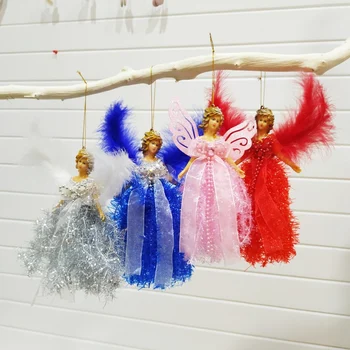

Christmas Doll Christmas Pendants Angel Dolls With Feather Wings Decorative Hanging Figurine Ornaments Holiday Gift Decoration