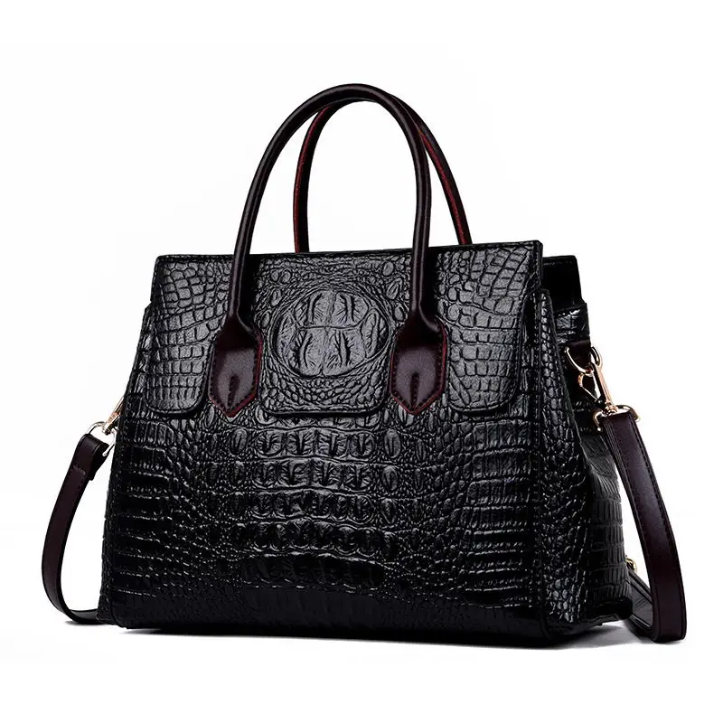 DIINOVIVO классическая сумка с текстурой под кожу крокодила брендовая дизайнерская женская сумка большой емкости OL сумка через плечо женская WHDV1224 - Цвет: Черный
