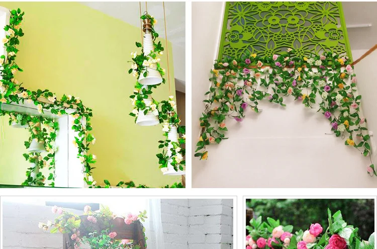 1pc Simulation Silk Rose Flower Vine Wedding Party Home Decoration Fake DIY Hanging Garland Artificial Flowers 178cm