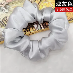 LightGrey Модные женские милые резинки для волос шириной 3,5 см из чистого шелка, милые резинки для волос, OL, базовый держатель для конского хвоста - Цвет: LightGrey