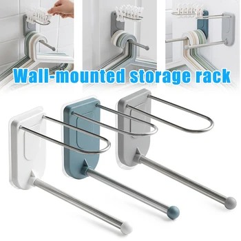 

Organizers Storage Wall Mounted Clothes Hanger Organizer Rack 2 Layer Stainless Steel Adhesive Storage Holder Stacker XHC88