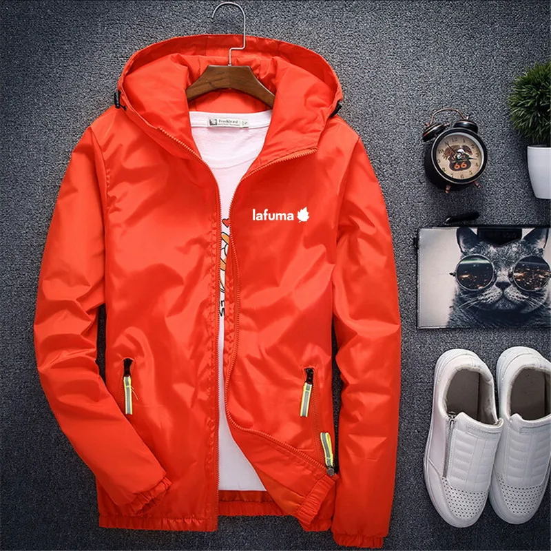 Мужская куртка-бомбер, тонкая, с длинным рукавом, с принтом, военная куртка, с капюшоном,, ветровка, на молнии, пальто, брендовая одежда - Цвет: B-orange