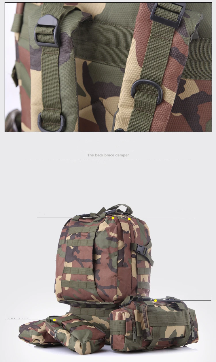 50л тактический рюкзак 4 в 1 Военная Сумка армейский Рюкзак Molle спортивная сумка для отдыха на природе походный рюкзак дорожная сумка для альпинизма