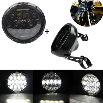 

7 inch Headlight Motorcycle 75w 7'' Round DRL High/Low Beam LED Headlamp Mounting housing bucket Cover Bezel.
