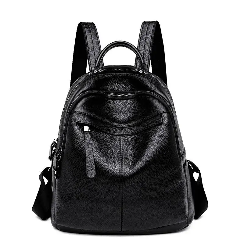 Мягкий кожаный маленький женский рюкзак, черный,, рюкзак для отдыха, женский рюкзак, повседневный светильник