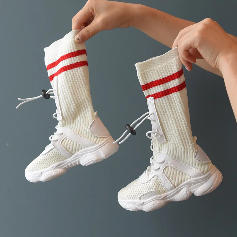 

KissMud New Kids Autumn Fashion Boots Baby Girls Pink Sports High Sock Boots Children Soft Breathable Casual Dress Shoes