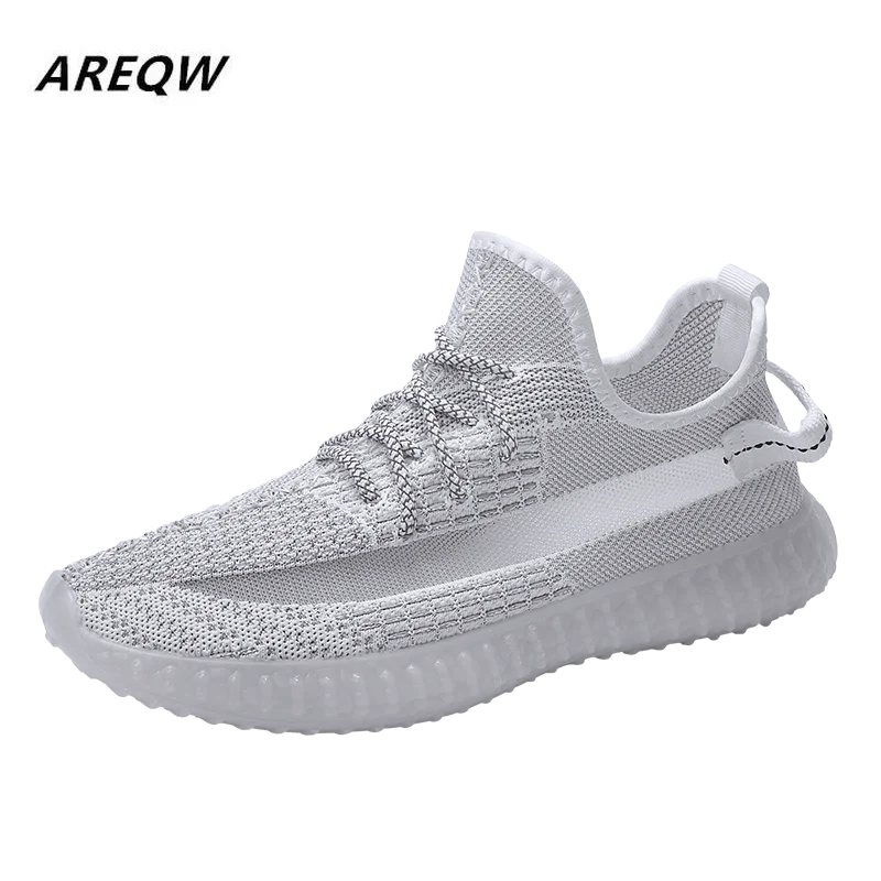 

2019 Spring and Autumn Flying Woven Mesh Breathable Men's Sports Shoes Wear Low-cut Lace Casual Shoes Korean Men's Shoes