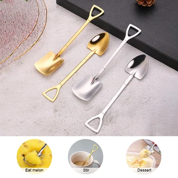 

Stainless steel Coffee Spoon Shovel Set Creative Ice Cream Spoon Shovel Christmas Gift Tea spoon Tableware ложка лопата