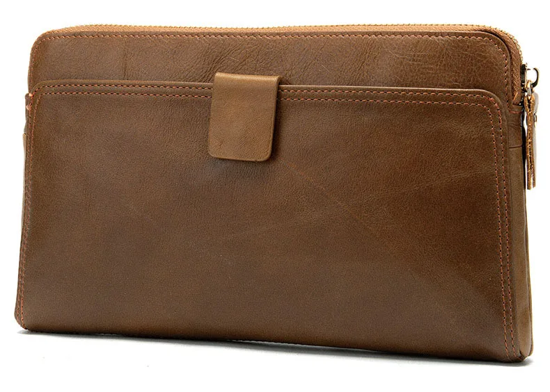 Light Brown Кожаный мужской кошелек, кошелек, верхний слой кожи, деловой мужской клатч, сумка для мобильного телефона, сумочка, Рождественский подарок 012 - Цвет: Light Brown