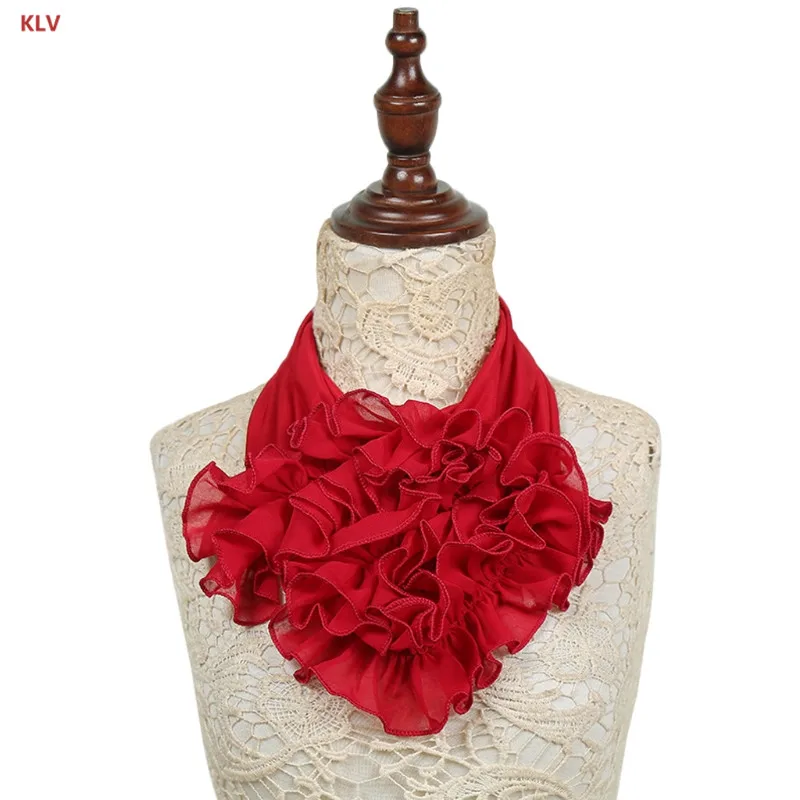 Женский сплошной цвет цветочный воротник шарф роскошный шейный платок кольцо шейный платок Мягкий 517D - Color: 8