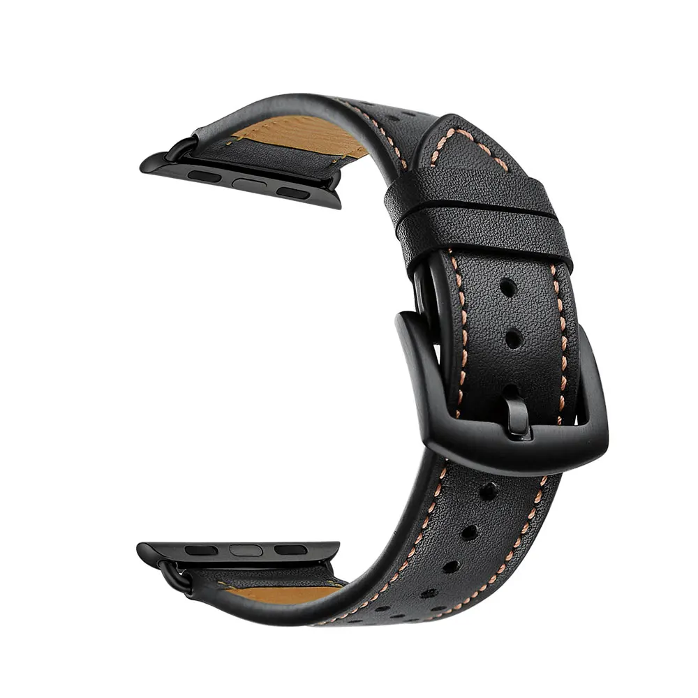 KISSCASE ретро кожаный ремешок для Apple Watch 4 3 2 1 42 мм 38 мм деловые ремешки для Nike+ Apple Watch 4 3 40 мм 44 мм браслеты - Цвет: Black Orange