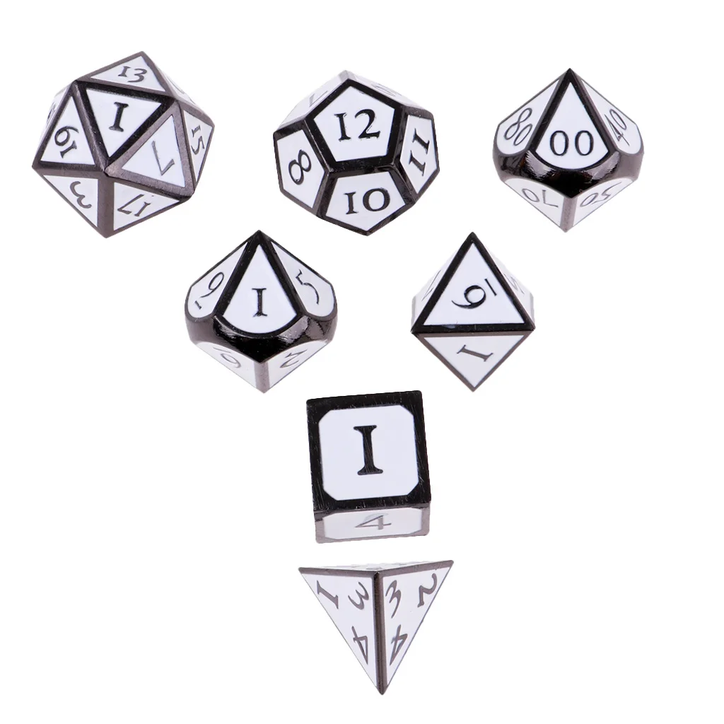 New 7-sided D \u0026 D Dice D4 D6 D8 D10 D12 D20 Board Game White