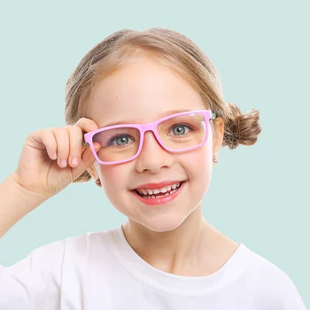 

Square Blue Light Kids Glasses Optical Frame Boy Girls Computer Tranparent Flexible Optical Frame Oculos UV400