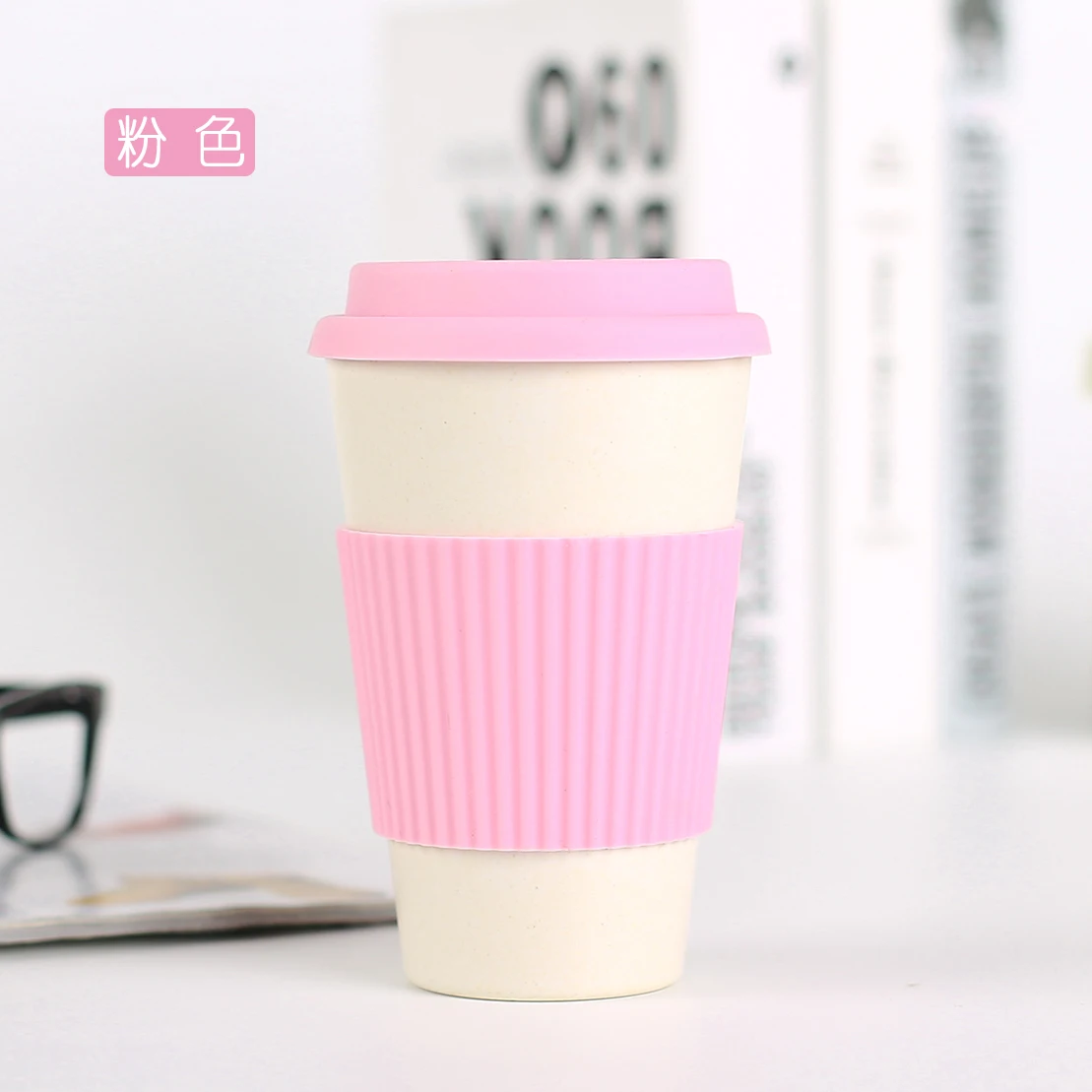 Portable Office Home Bamboo Fiber Coffee Mug Reusable Milk Cup With Lid 400ml