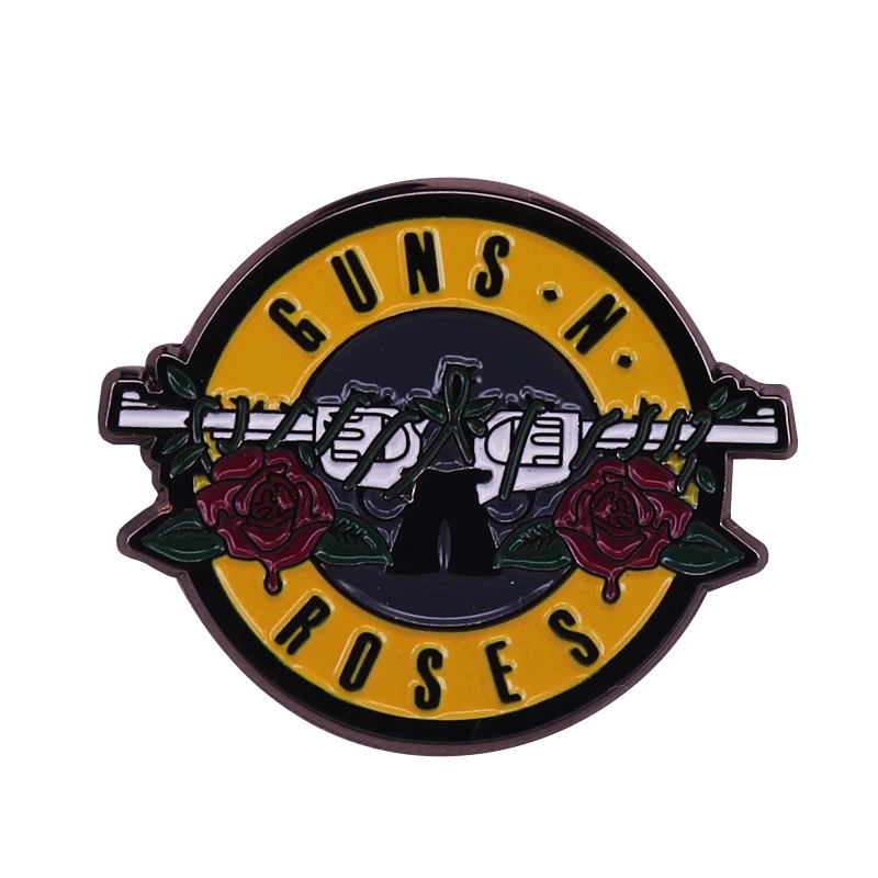 Пистолеты N Roses нагрудные булавки стимпанк стекло купол рок-н-ролл Группа Брошь бабочка на булавке музыка пистолеты N Розы цвет булавка
