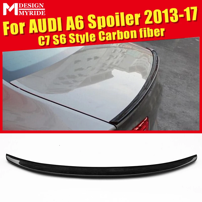 

For Audi A6 C7 Sedan 4-Door High Kick Rear Trunk Spoiler Wing S63 Look Really Carbon Fiber CF Add on Style Second edition 13-17
