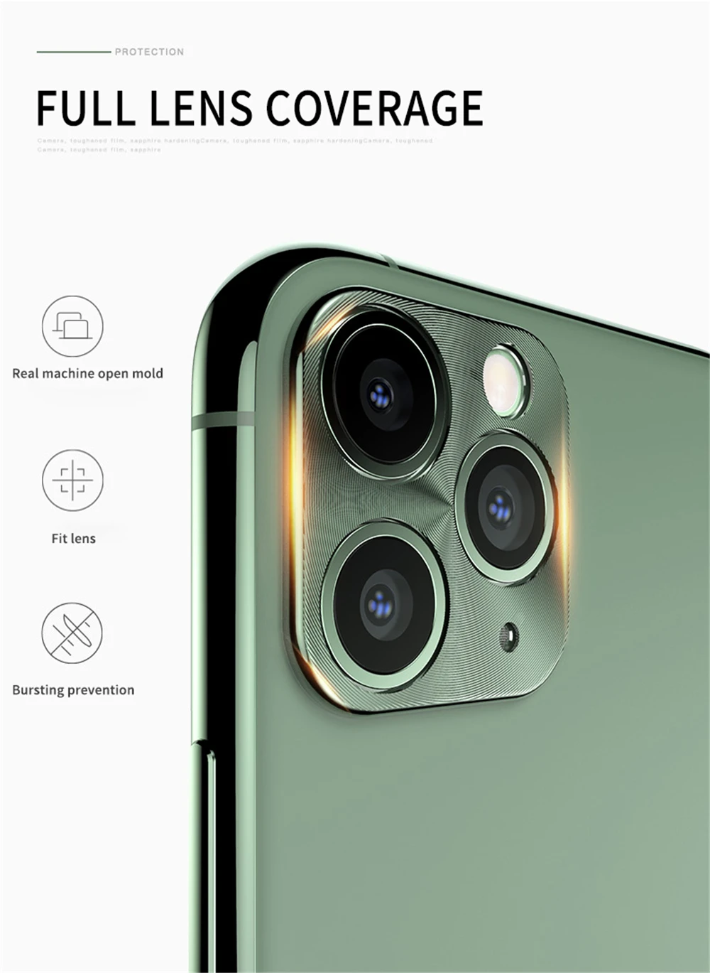 Защита для объектива камеры пленка для iPhone 11 Pro Max Металлическая задняя крышка экрана для iPhone11 Pro макс. закаленное стекло