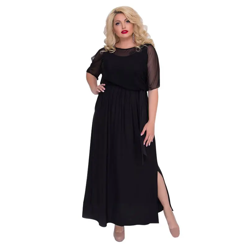 Элегантное вечернее платье черное Сетчатое Сексуальное Женское Платье размера плюс летнее платье длинное платье макси 5XL 6XL Большие платья