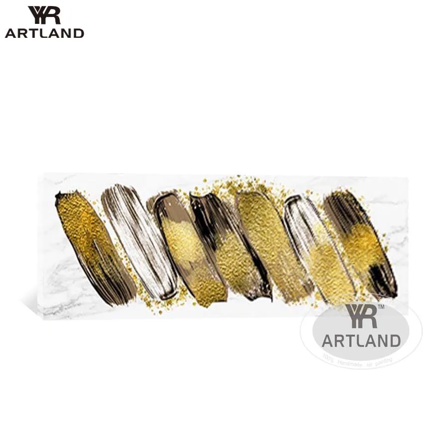 

POP Hot sale Gold plating wedding decoration 100% Hand-painted oil painting on canvas for living room no framed