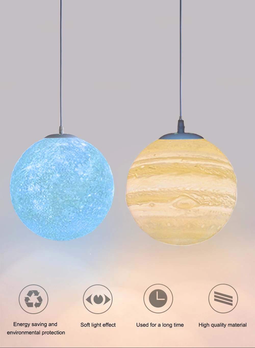 3D Printed Galaxy Moon hanging Lamp Planetary pendant Lights Christmas Decorations For Home Light lamps saturn jupiter earth