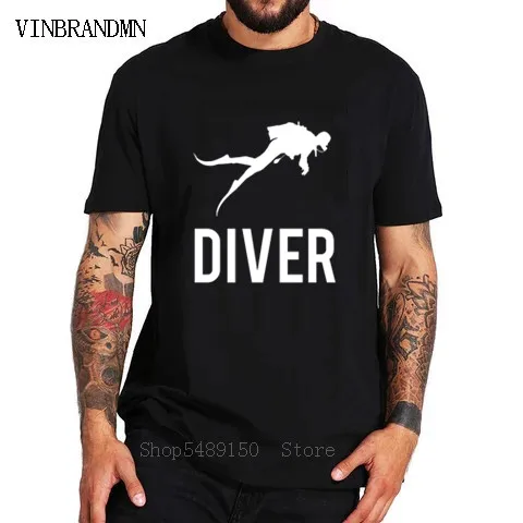 Scuba Diving Design Casual Tshirt Camisetes Funny Swimming Dive Men Tops T Shirt Classic Prin Cotton Diver T-Shirt Apparel Homme | Мужская