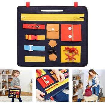 

Felt Hanging Board Kids Busy Board Toy Basic Skills Activity Board Early Educational Learning Toys Learn to Buckle Snap Zip Tie