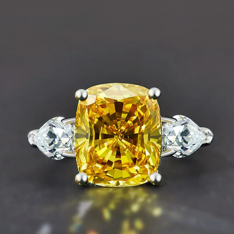 Природа Подушка cut 6ct топаз кольцо с бриллиантом 100% оригинальный 925 серебро