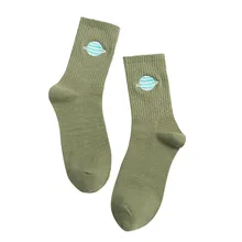 Женские Модные хлопковые уличные носки без пятки с рисунком планеты, креативные теплые хлопковые вечерние носки на Хэллоуин 12,18