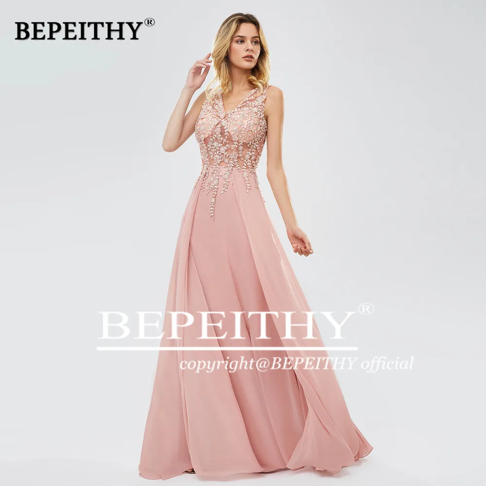 BEPEITHY вечернее платье с v-образным вырезом платья Robe De Soiree кружевное розовое винтажное вечернее платье Abiye Gece Elbisesi