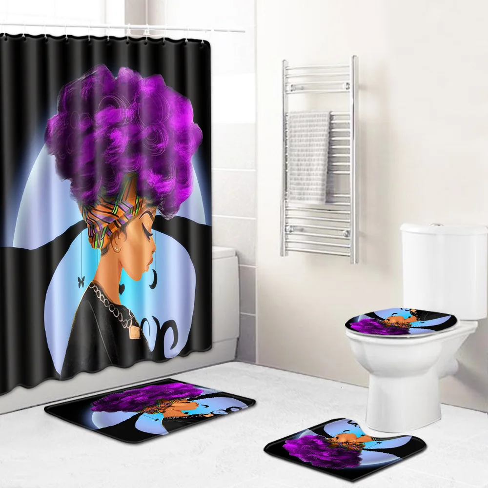 Christmas Shower Curtain For Bathroom Polyester Fabric Home Decor Curtain Non-slip Bath Mat Toilet Cover Kitchen Drop Shipping