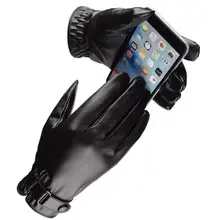 Мужские Пу Зимние овчины с сенсорным экраном утолщение вождения теплый бархат утолщение для велосипеда и уличных видов спорта перчатки